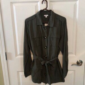 JJill Caraway Green Safari Style Jacket